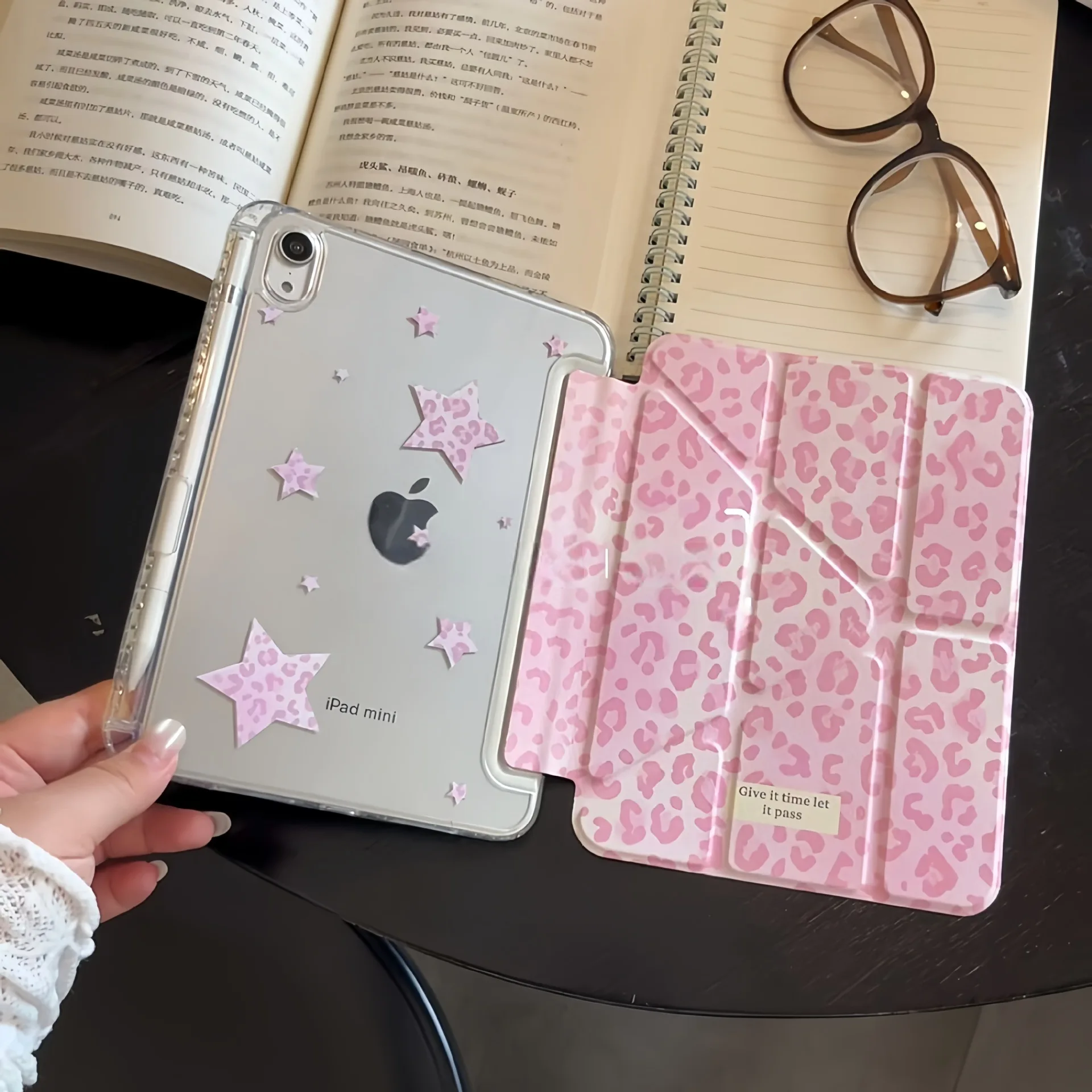 Pink Leopard Print Star ins Y2K Tablet Case For iPad Pro 11 13 M2 M4 M3 10.2 5/6th 7/8/9/10/11th Mini 6 7 Air 1 2 3 4 5 6 Cover