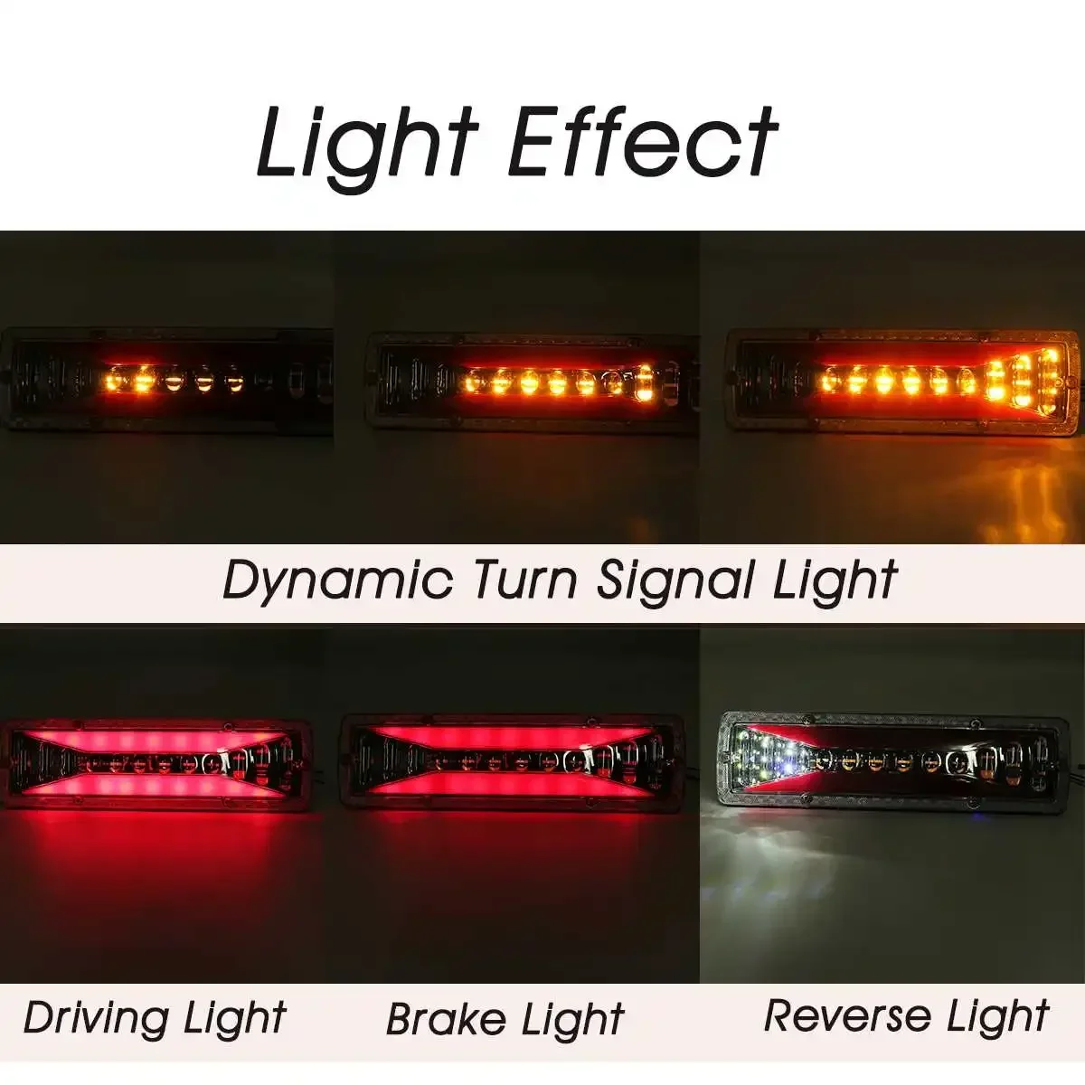 

For Trailer Lorry Campers Bus 2PCS 12V LED Dynamic Truck Car Tail Light Turn Signal Rear Brake Light Reverse Signal Lamp