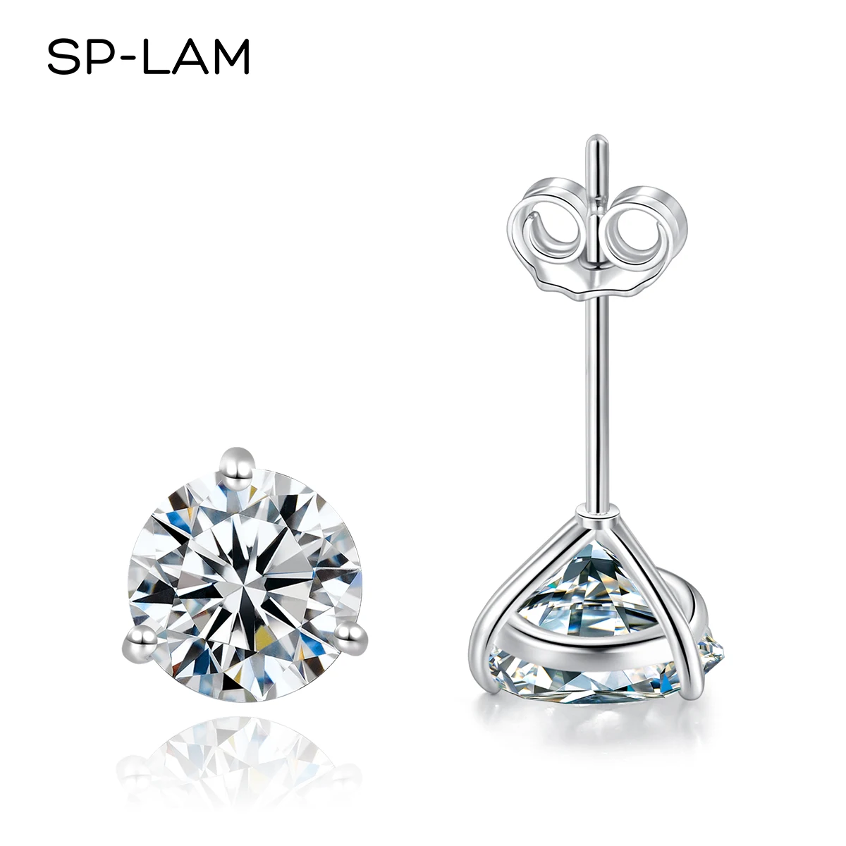 

SP-LAM Moissanite Stud Earrings Women Sterling Silver 925 Classic Style Korean Fashion Small Earring Pendientes Cерьги Gift