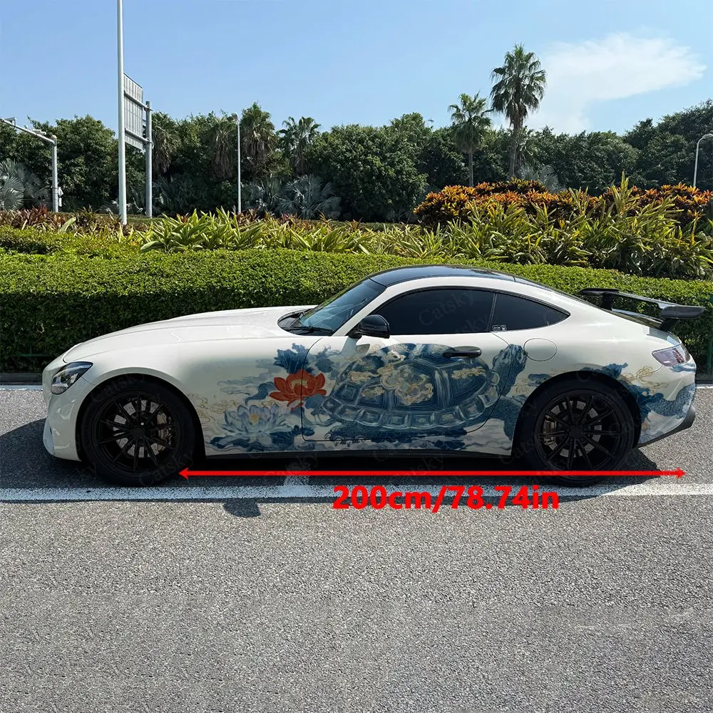 2pcs Eastern Turtle Auspicious, Durable, Fade-resistant, Enhance Vehicle Aesthetics With Bold Artistic Design Car Vinyl Wraps