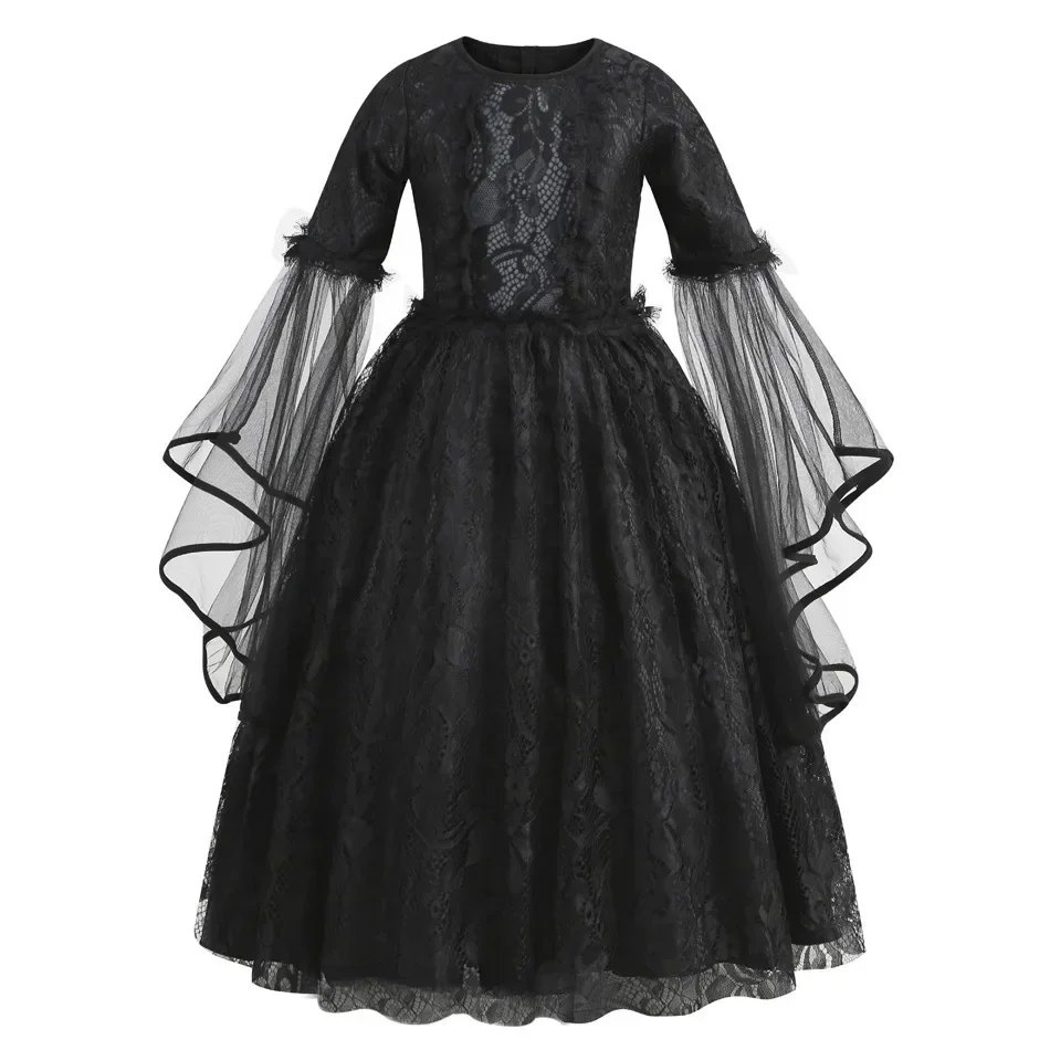 Dunkles Gothic-Cosplay-Kleid für Mädchen, Kinder-Halloween-Kostüm mit Hörnern und Flügeln, Accessoires für Party, Bühnenauftritt, Verkleidung – Detail 13