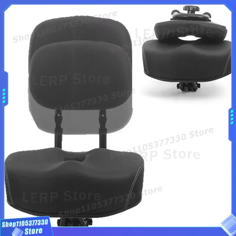 Adjustable Height Bicycle Seat Cushion with Backrest Oversized PU Saddle for Men Women Electric Bike Tricycle Comfortable