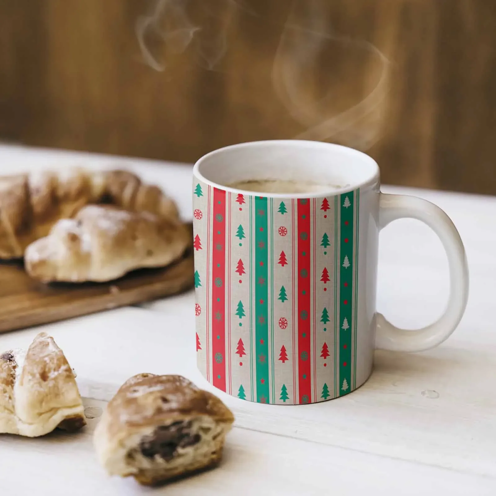 

Посуда для напитков, Рождественская елка, полосатые снежинки, чашка на заказ, керамические кружки, бесплатная доставка, кружка для кофе, чашки, персонализированные кухонные столовые