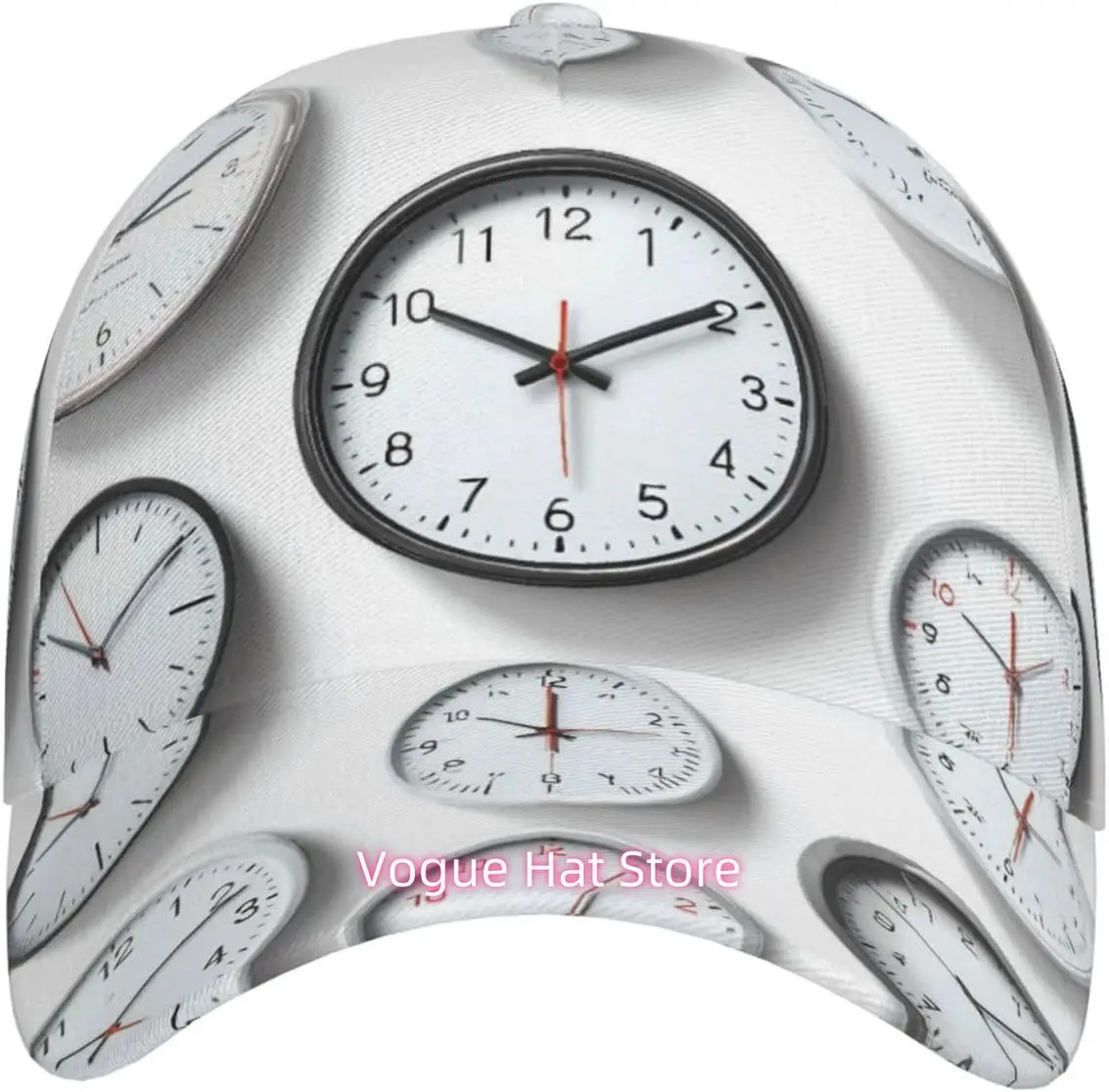 Vintage Clock Face Classic Adjustable Baseball Cap, Fashionable Sun Hat for Unisex, Suitable for Outdoor Black