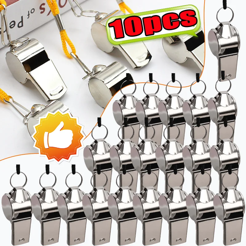 

10/1pcs Whistle Team Sport Loud Rope Strong Stainless Steel Whistles Professional Portable Referee high-quality Whistle Training
