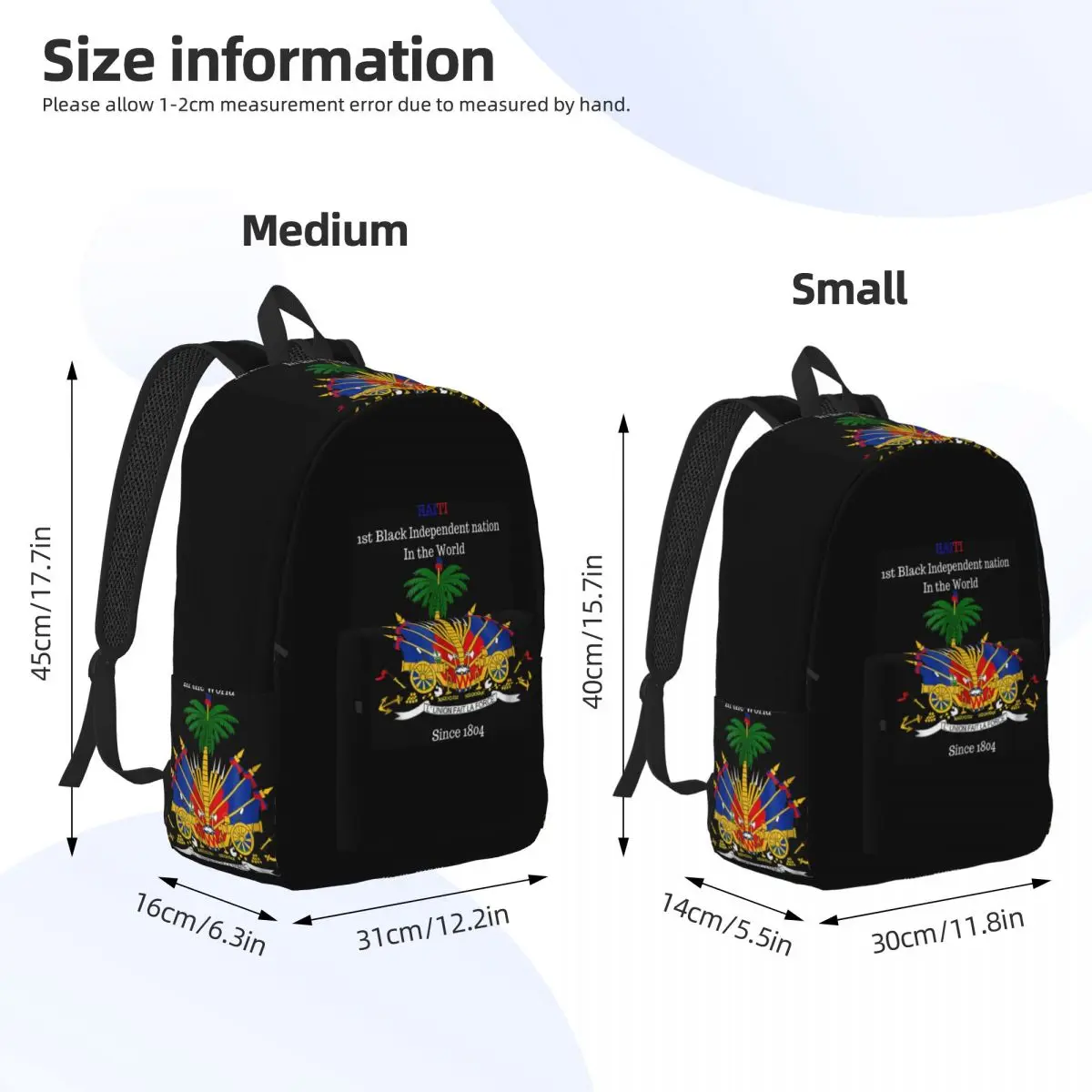 Haitian Flag Great For Independence Day Celebration Backpack Daypack Large Capacity Children BookBag School Bag Shoulder