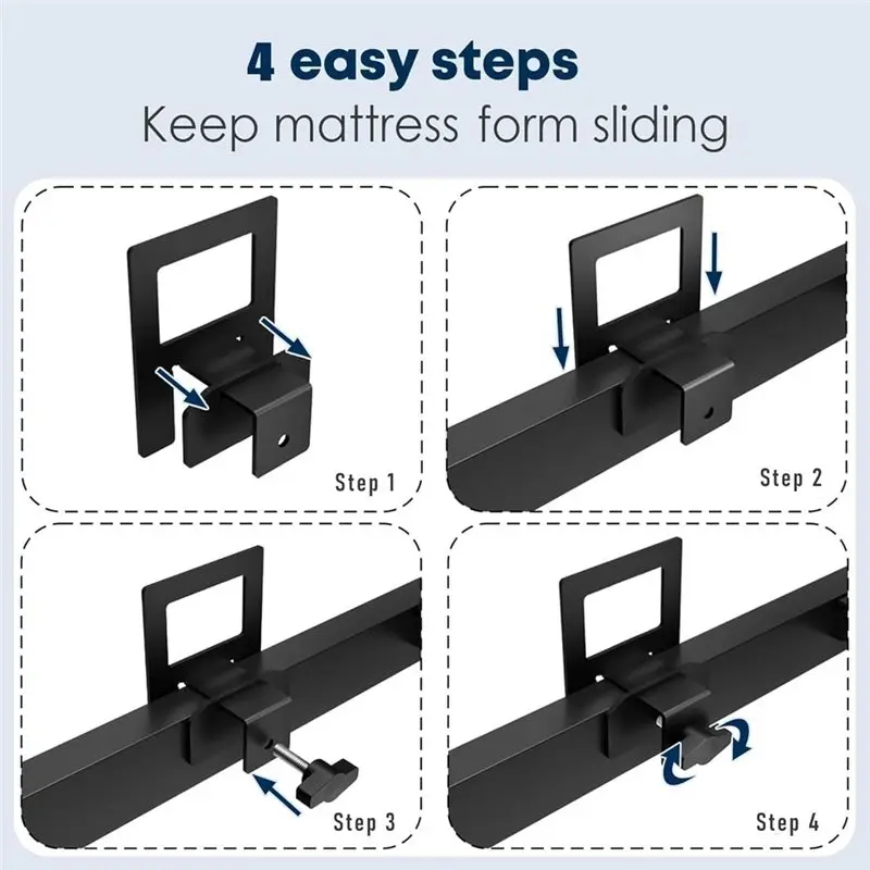 Adjustable Non-Slip Mattress Gaskets(4 PCS) Heavy Duty For Bed Frame, Gripper In Place Matres Holder