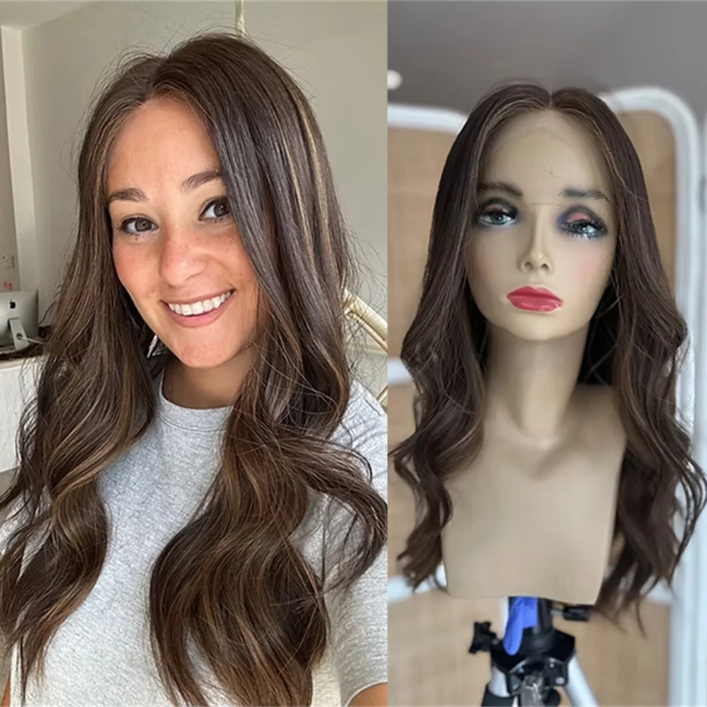 

Brunette Dark Brown Lace Front Wig For Women Natural Look 13x4 Ocean Wave Glueless Wig Realistic Hairline Easy to Wear for Daily