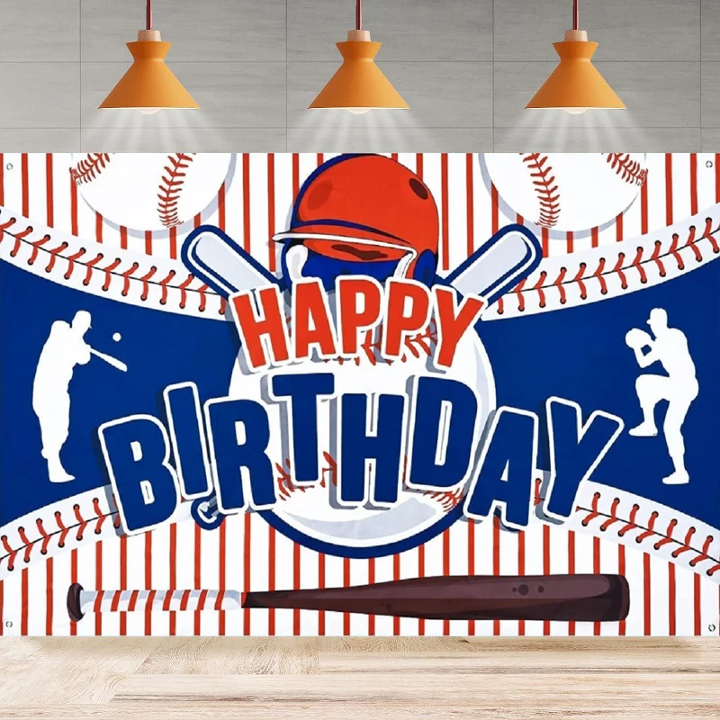 Photography Backdrop Happy Birthday Banner Party For Boys Kids Teens Large Sport Themed For Holiday Baseball Supplies Poster