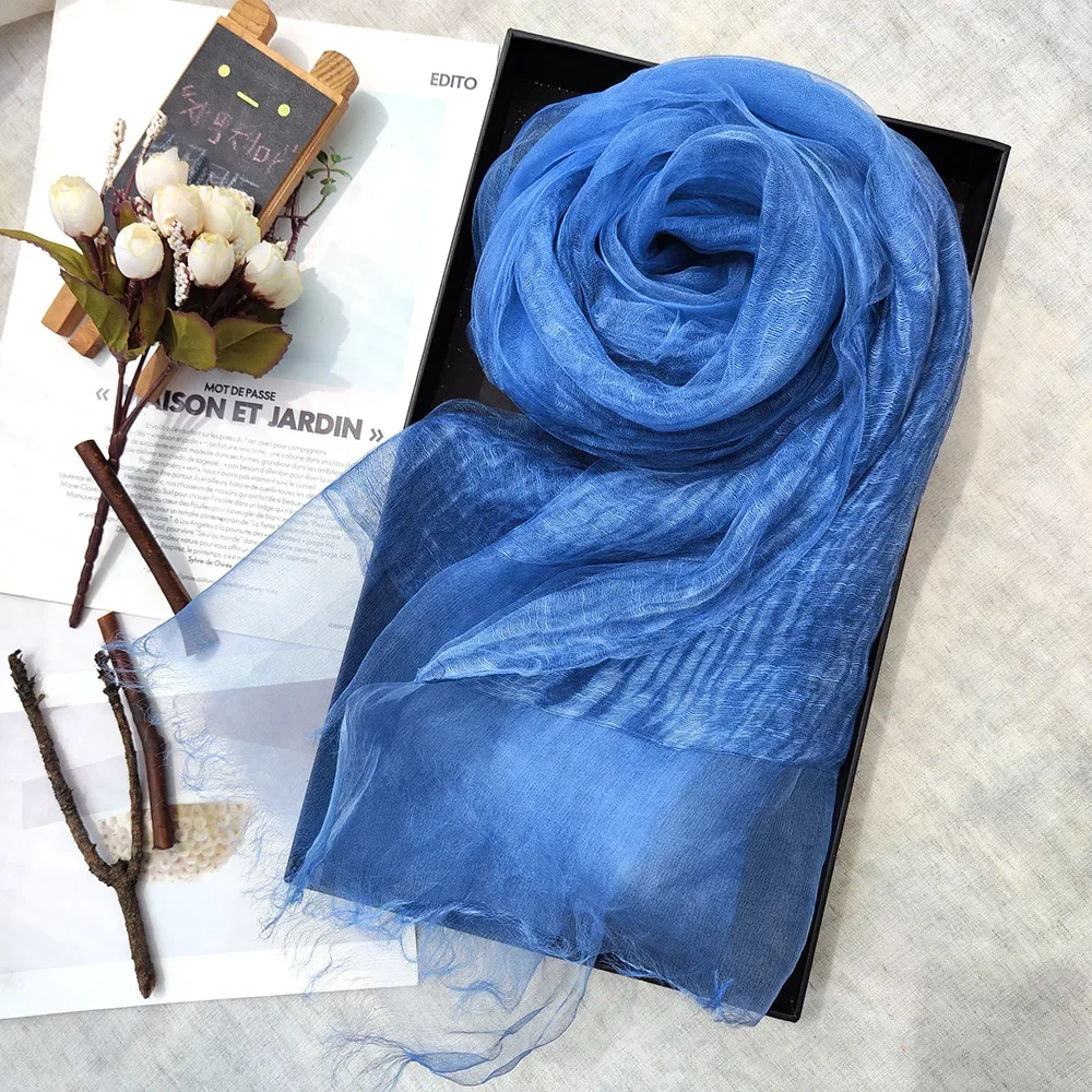 Solid Color Scarf for Women Elegant New Style Silk Women Versatile for Spring and Autumn Dirty Dye Sunscreen Elegant Generous