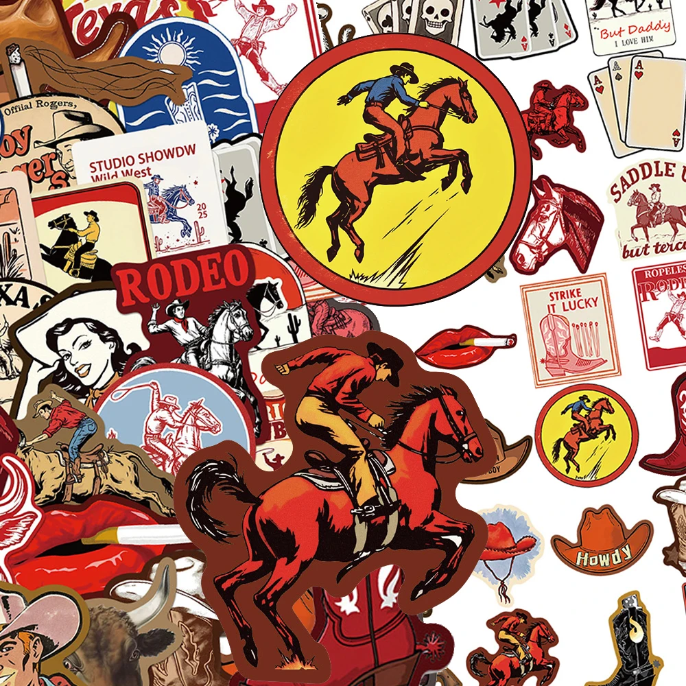

10/30/50pcs Cool Vintage West Cowboy Stickers Waterproof DIY Skateboard Phone Laptop Funny Cartoon Graffiti Decals Decorations