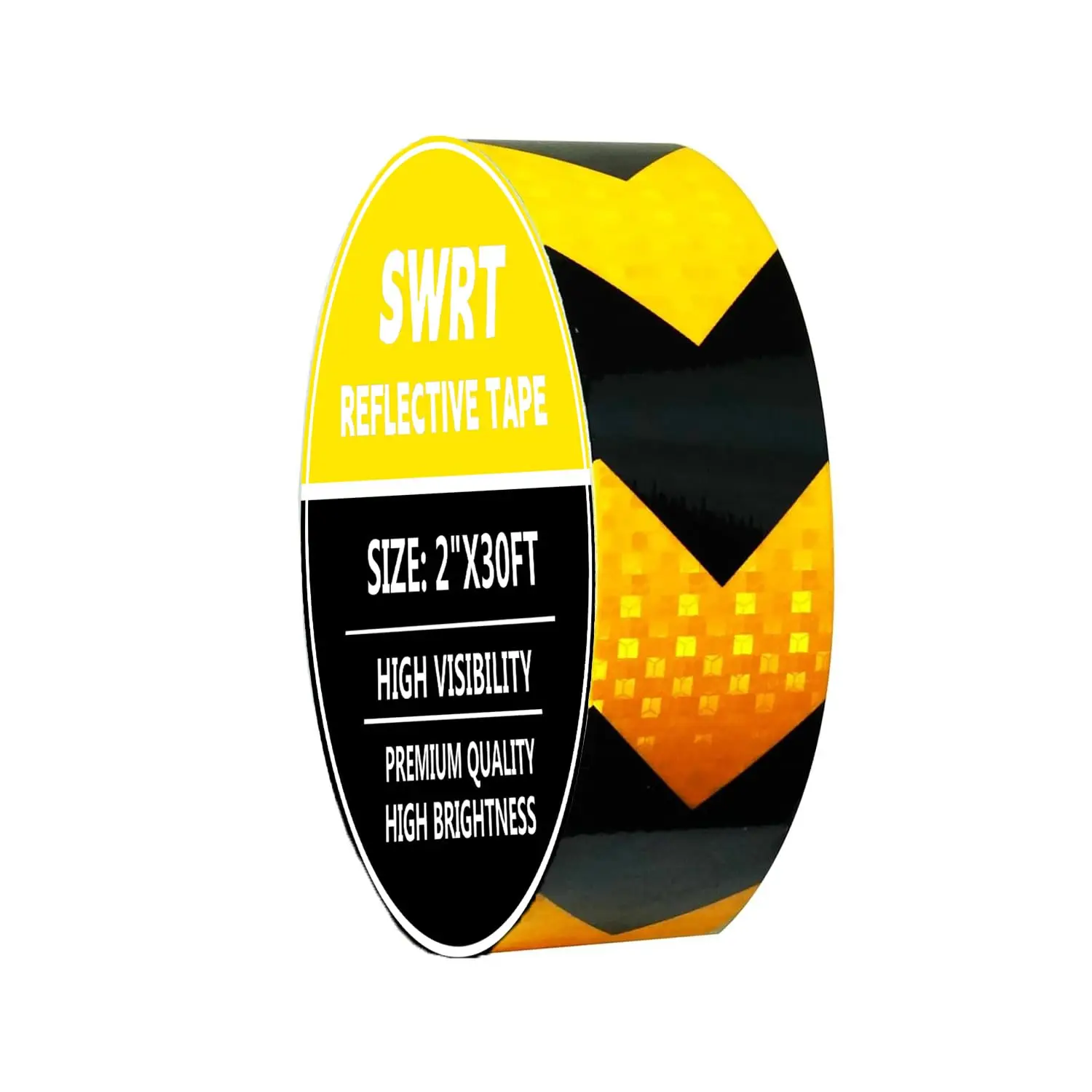 

2 Inch x 30 FT Reflective Tape, Waterproof Black & Yellow, Heavy Duty Adhesive for Outdoor Safety Warning and Trailer Use