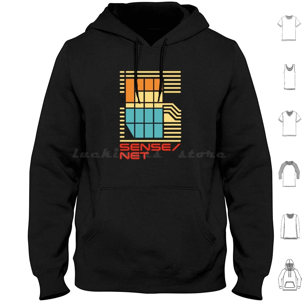 Sense / Net Logo Version 3 Hoodies Long Sleeve Neuromancer Hacker Cyberspace Electronics Logo Matrix Japan Deck Cyber