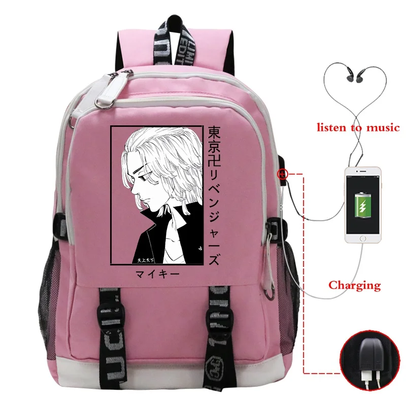 TakRevengers Manjiro Sano Anime Sac à dos pour hommes, sac à dos USB, sacs d'école décontractés pour adolescents et étudiants, mode japonaise, chaud