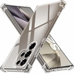 Transparent Phone Case For Samsung S25 S24 Ultra ShockProof Back Cover For Samsung Galaxy S 24 Ultra Soft TPU Case S24 + Plus