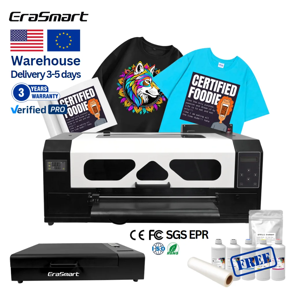 

Erasmart 13.5inch A3 XP600 L1800 Ideas Heat Transfer Printing Pet Film DTF Printing Machine DTF Printer Machine For Clothes4