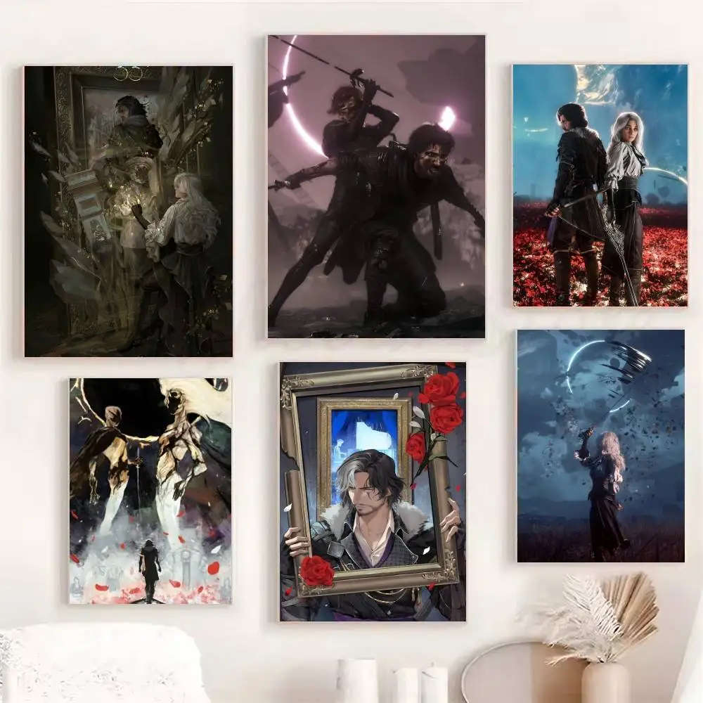 Hot Anime Game Clair O-Obscur E-Expedition 33 Manga Posters Fancy Wall Sticker for Living Room Bar Decoration Wall Decor