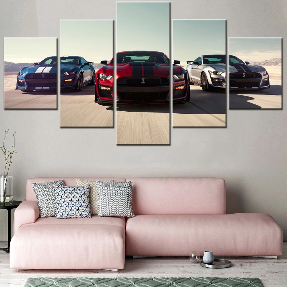 

5 Piece 2020-Ford-Mustang-Shelby-Gt500 Abstract Posters HD Printed Wall Art Painting Modular Canvas Modern Pictures Home Decor