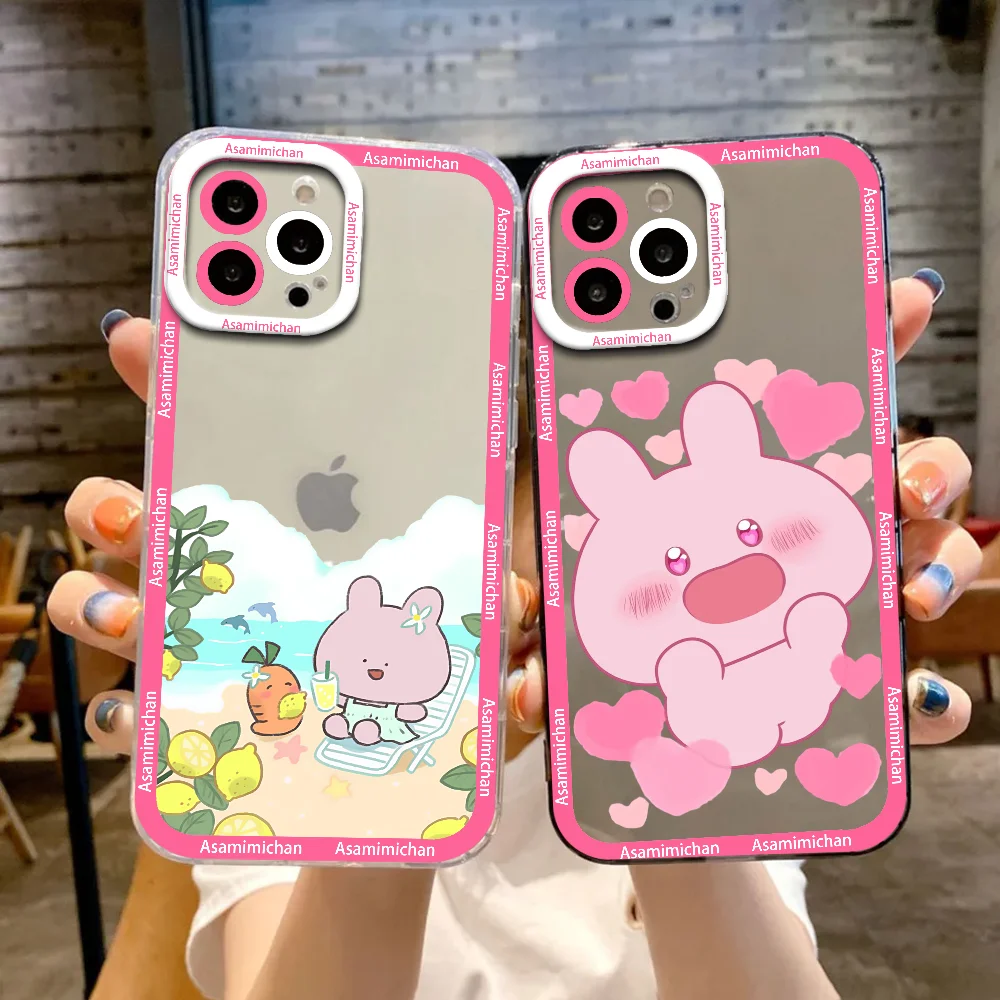 

Asamimichan Cute Bunny Christmas Phone Case For Samsung Galaxy S25 Ultra S24 FE S23 S22 Plus Clear Shockproof Soft Bumper