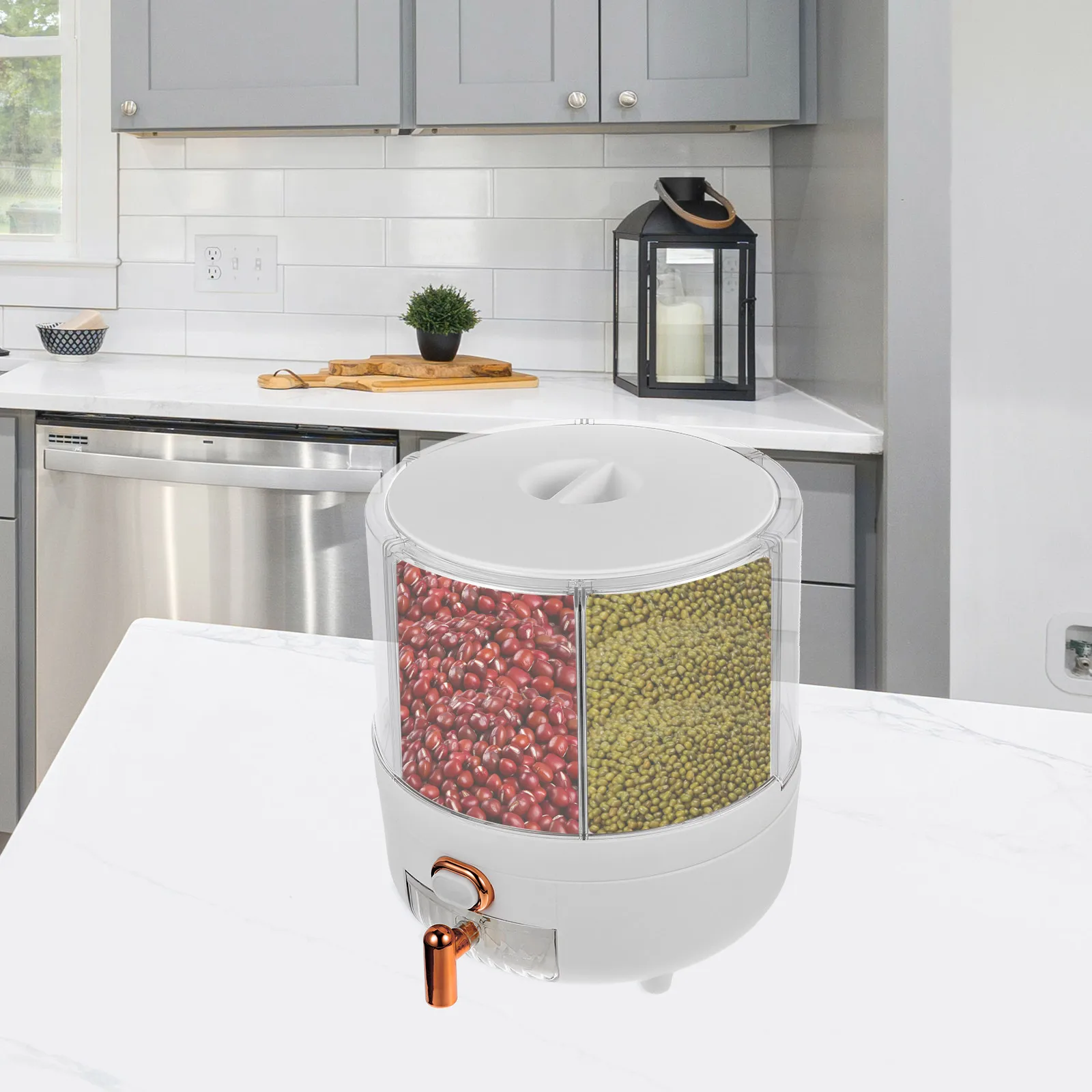 

Multigrain Storage Box Rice Dispenser Container Cereal Holder PP Bucket Bean Keeper Dry Countertop Kitchen Pantry