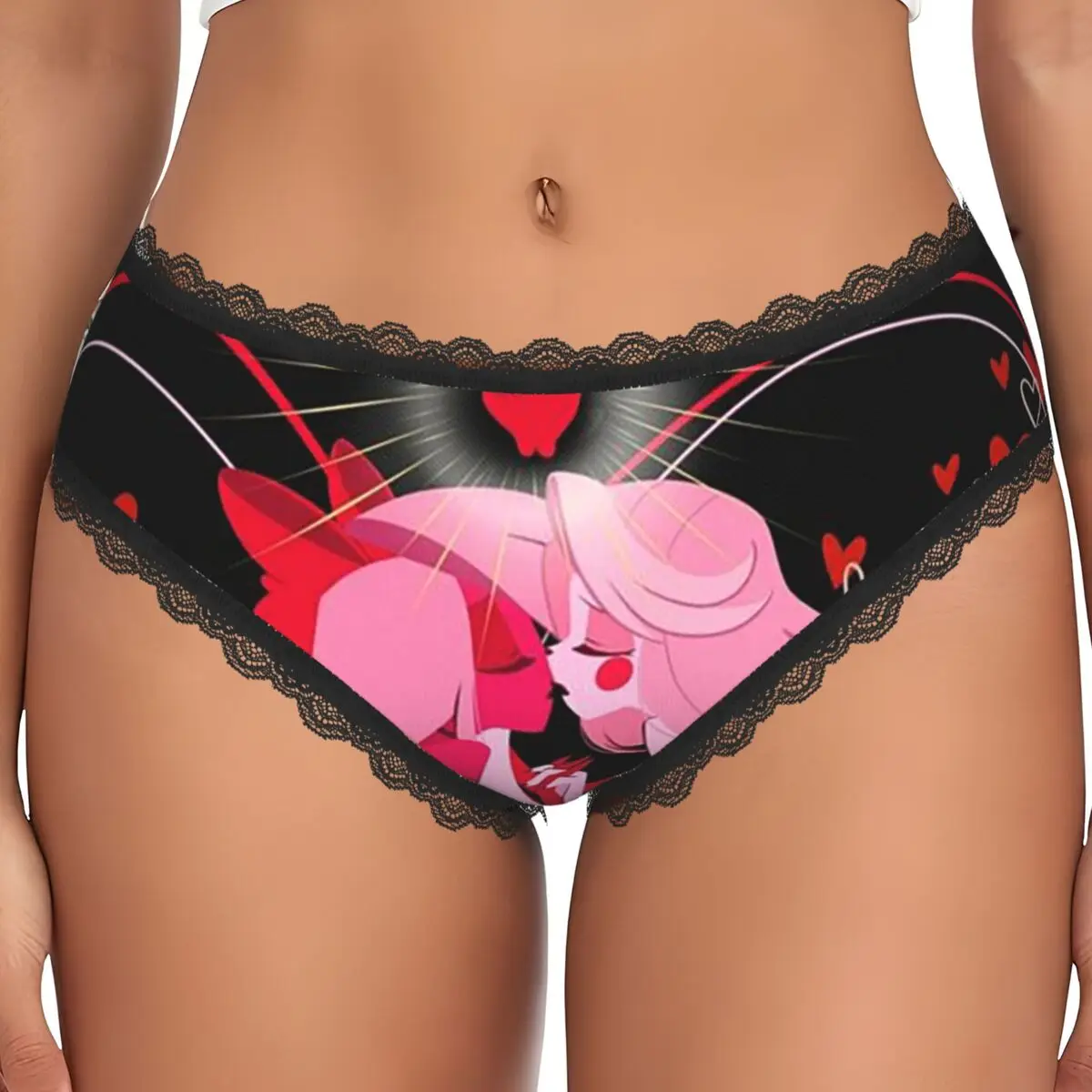 Custom Charlie And Vaggie Valentines Hazbin Hotels Panties Briefs Women's Comfort Briefs Underwear Breathable Female Underpants