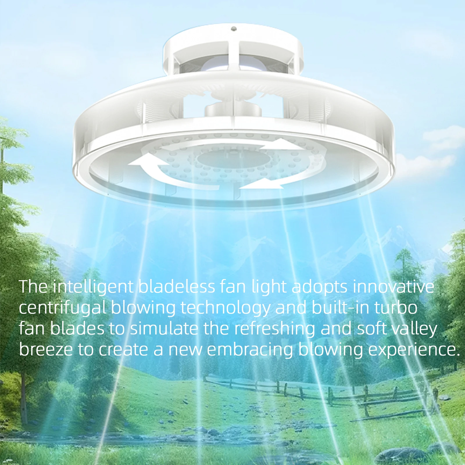 LED Ceiling Lamp Fan Dimmable Ceiling Chandelier Invisible Bladeless Ceiling Fan with Light Remote Control Bedroom Electric Fans