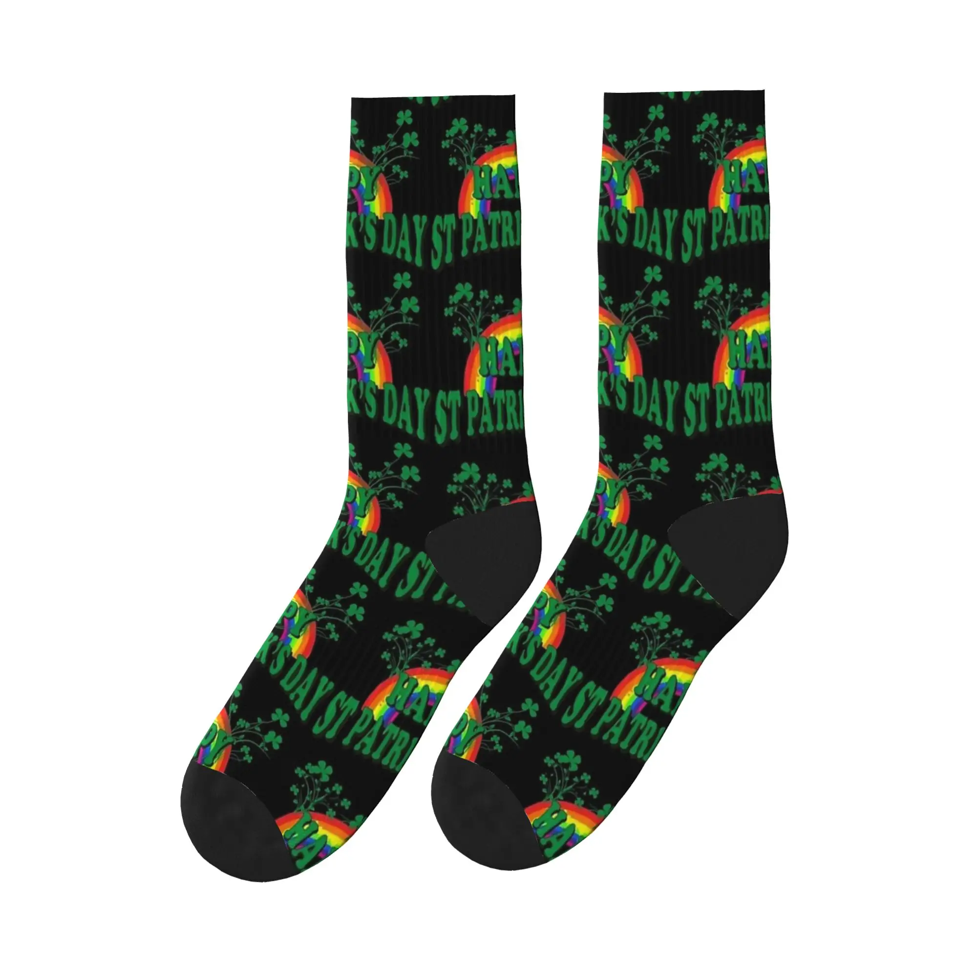 

St Patricks Day Rainbow Socks Casual Stockings Winter Non-Slip Men Socks Quality Design Climbing Socks