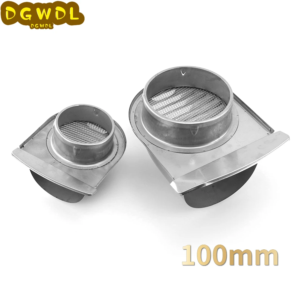 100mm  201 Stainless Steel Wall Air Vent Hood Ducting Anti-Corrosion Exhaust Grille for Wall Air Outlet Cover