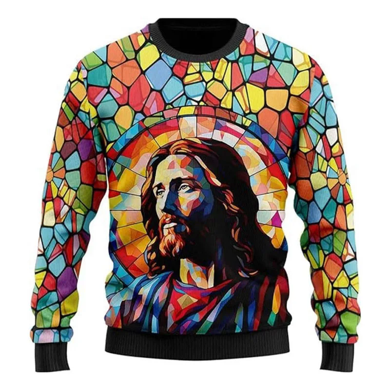 Xmas Christian Jesus Theme Ugly Sweater Men Women Clothing Crewneck Pullover 3D Print Pattern Fashion Trendy Sweatshirt 2025