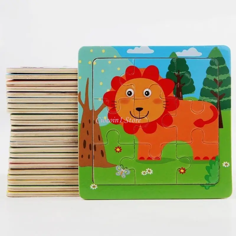 Y1UB 9PCS Early Education Animal Puzzles Learning Playset Toy Set Educational Game