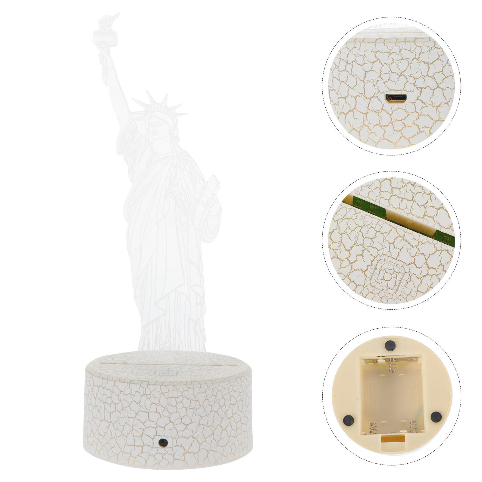 LED kleine tafellamp 3D Touch USB opladen veelkleurig vrijheidsbeeld nachtlampje voor slaapkamer woonkamer decor