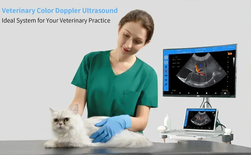 Nuovo Doppler 3.5/7.5Mhz Veterinario Wired Scanner Ad Ultrasuoni Sonda Convessa A Colori Portatile per Cavallo Capra Mucca Pecora e Maiale