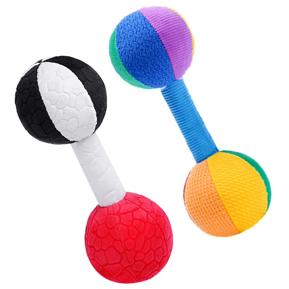 2 Peças de Halteres Coloridos Macios para Estimulação Sensorial de Recém-Nascidos, Treinamento de Habilidades Motoras Finas, Ferramenta de Exercício Interativa e Calmante