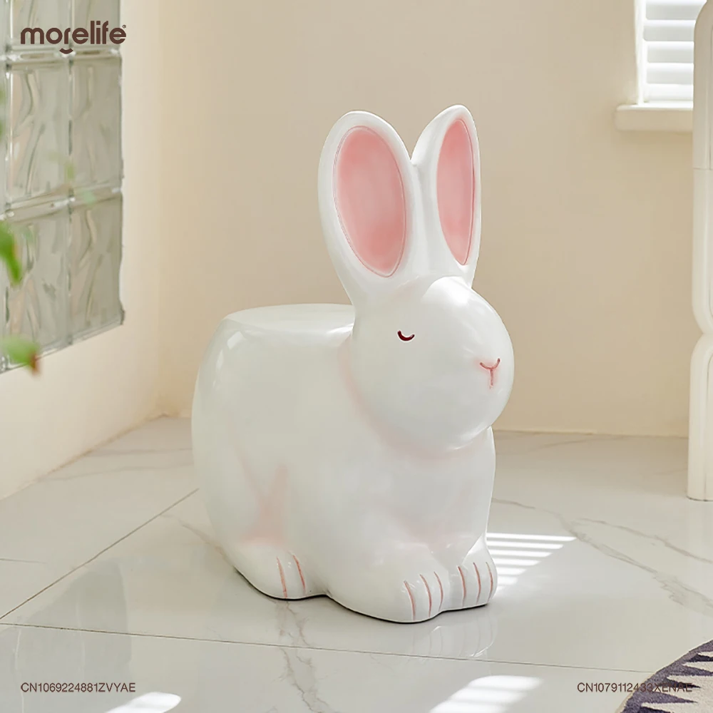 

Creative Children's Short Stools Footstool Living Room Cartoon Shoe Changing Stool Kawaii Cute White Rabbit Stool Furniture