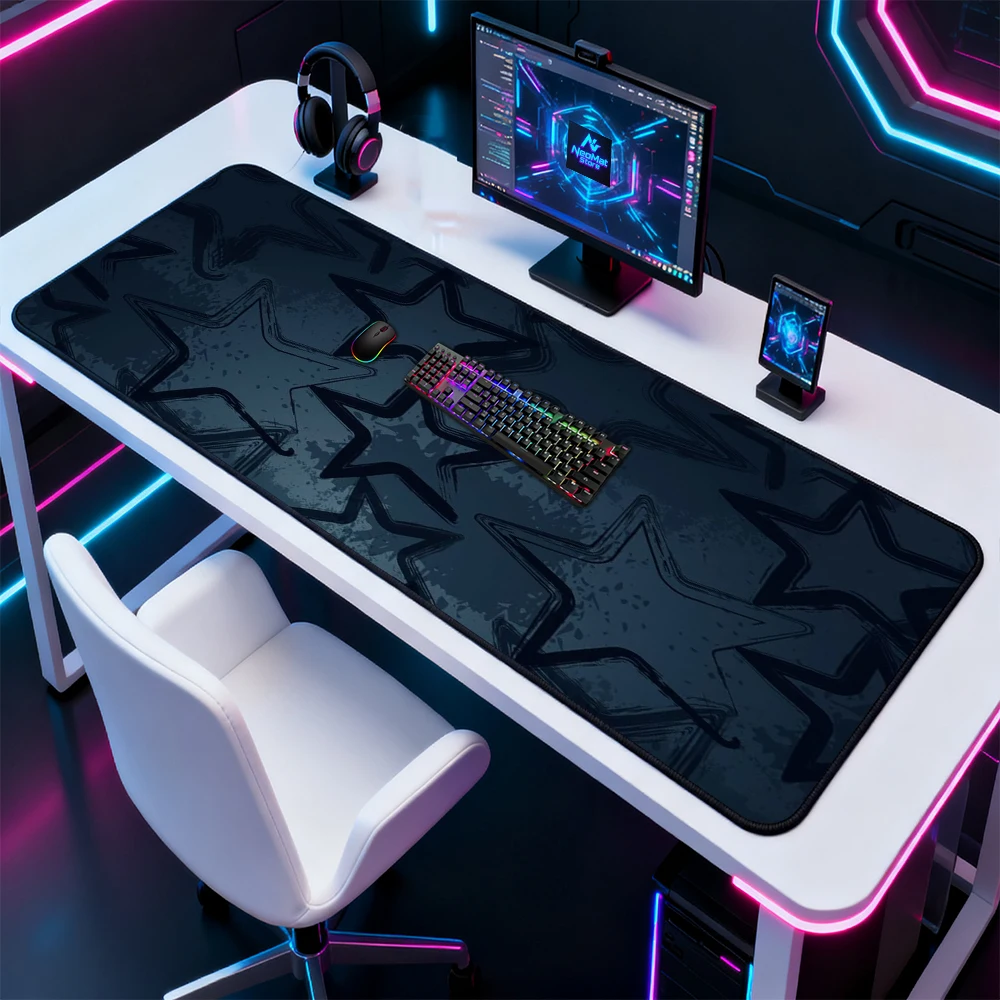 Grunge Star Keyboard Mat XXXL Large Gaming Deskmat 140x60 Mousepad Nonslip Gamer Mat Dark Desk Decor Mousemat Playmat Mat