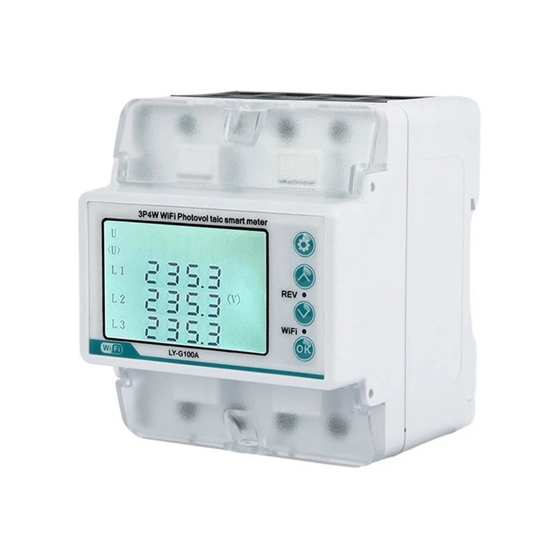3 المرحلة 4 سلك 100A تويا واي فاي الذكية ثنائية الاتجاه الطاقة كيلووات ساعة متر أكثر من تحت الجهد حامي أكثر من تحميل الحماية