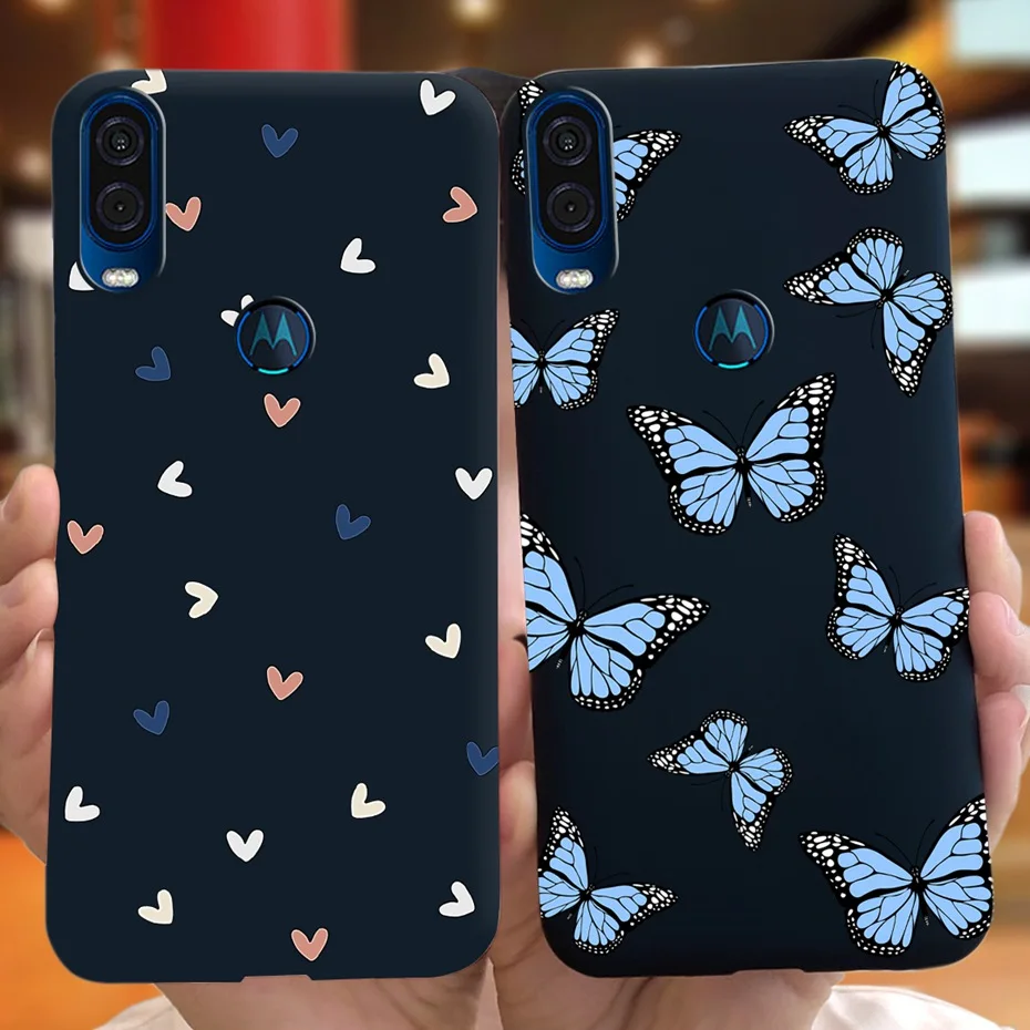 Cute Phone Case For Motorola Moto One Vision / Moto One Macro Soft TPU Black Silicon Cover Cases For MOTO Onevision XT1970