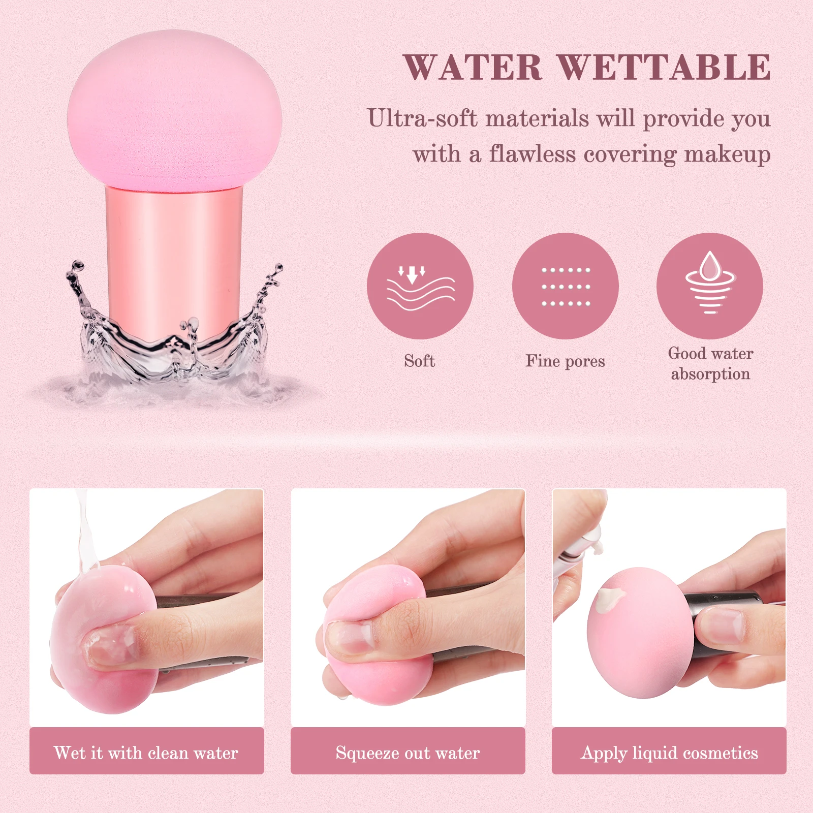 5 قطعة إسفنجة مكياج جافة ورطبة، أداة توزيع كريم الأساس لرأس الفطر لكريم أحمر الخدود، مجموعة إسفنجة وجه محمولة للسفر #3