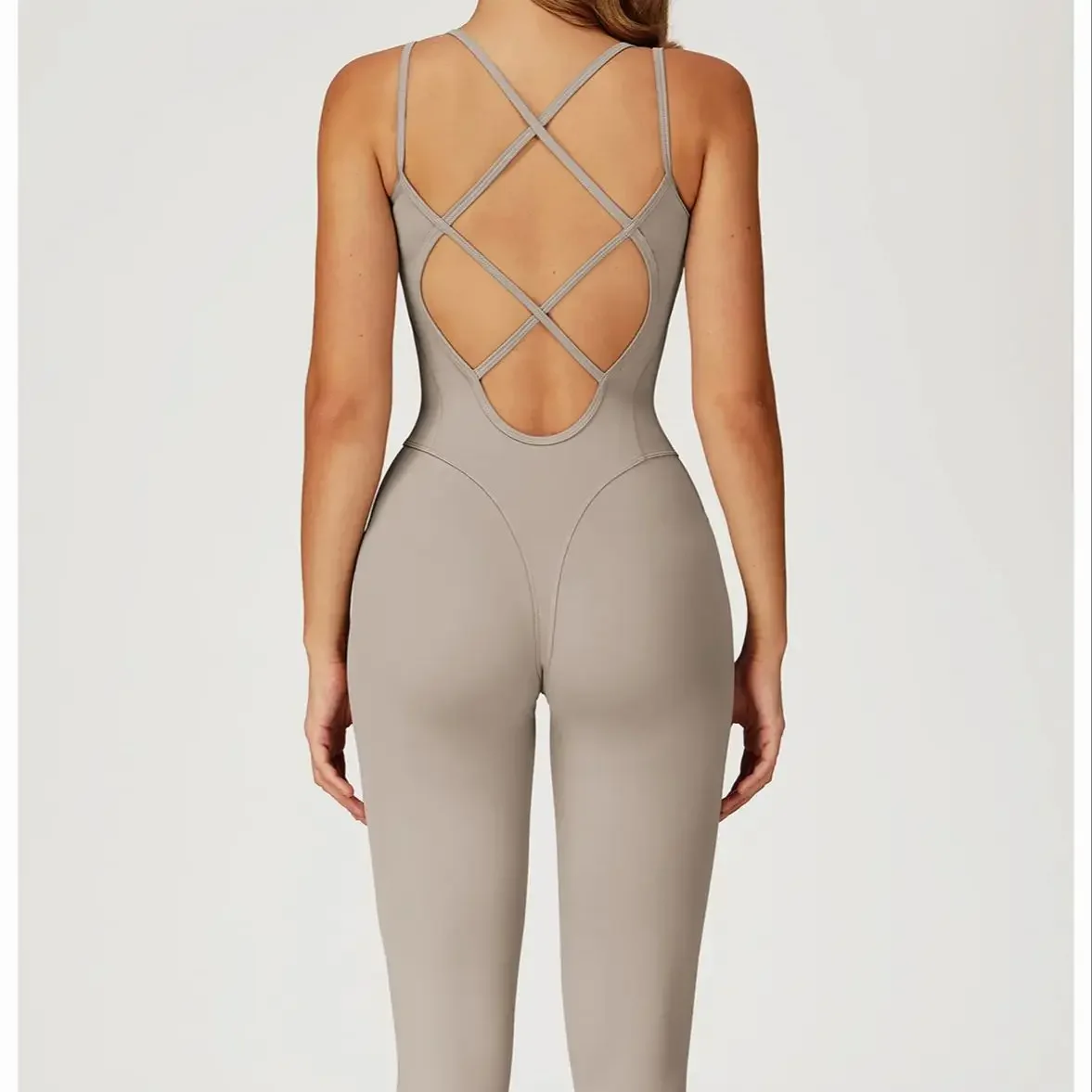

Naked Jumpsuit Cross back Women's Yoga Set One Piece Slim Yoga suit Outdoor Running Fitness suit Sexy Female Push Up Workout Set