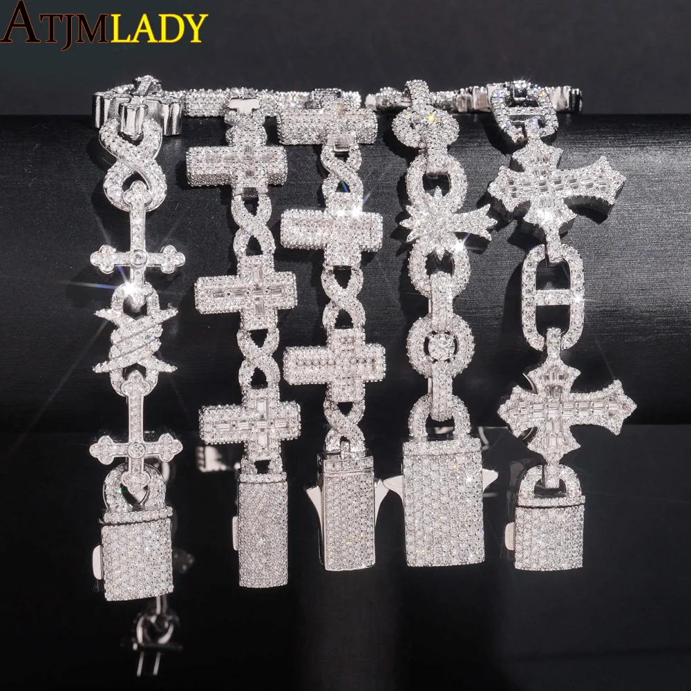 

High Quality Classic Unisex Cross Infinity Charm Bracelet Micro Paved Bling 5A Cubic Zirconia Hip Hop Ice Out CZ Jewelry Gift