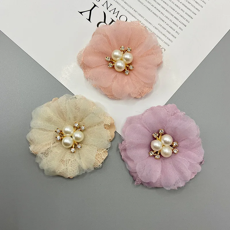 NEW 7color 5Pcs/lot Lace trim patch applique lace fabric Wedding dress DIY flowers bride hair veil clothes Headwear Decoration