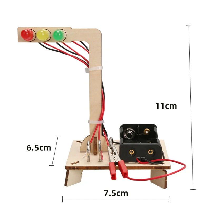 Wooden Traffic Lights Model Kids Science Toy Funny Technology Physics Teaching Aids Kit Learning Educational Toys for Children