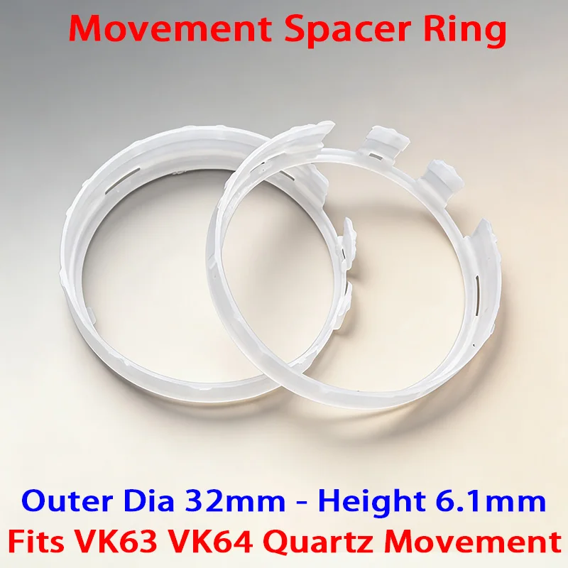 1/2/5 PCS VK63 VK64 Movement Spacer Ring Outer Dia 32mm Height 6.1mm For VK63 VK64 Quartz Movement Plastic Movement Holder Ring