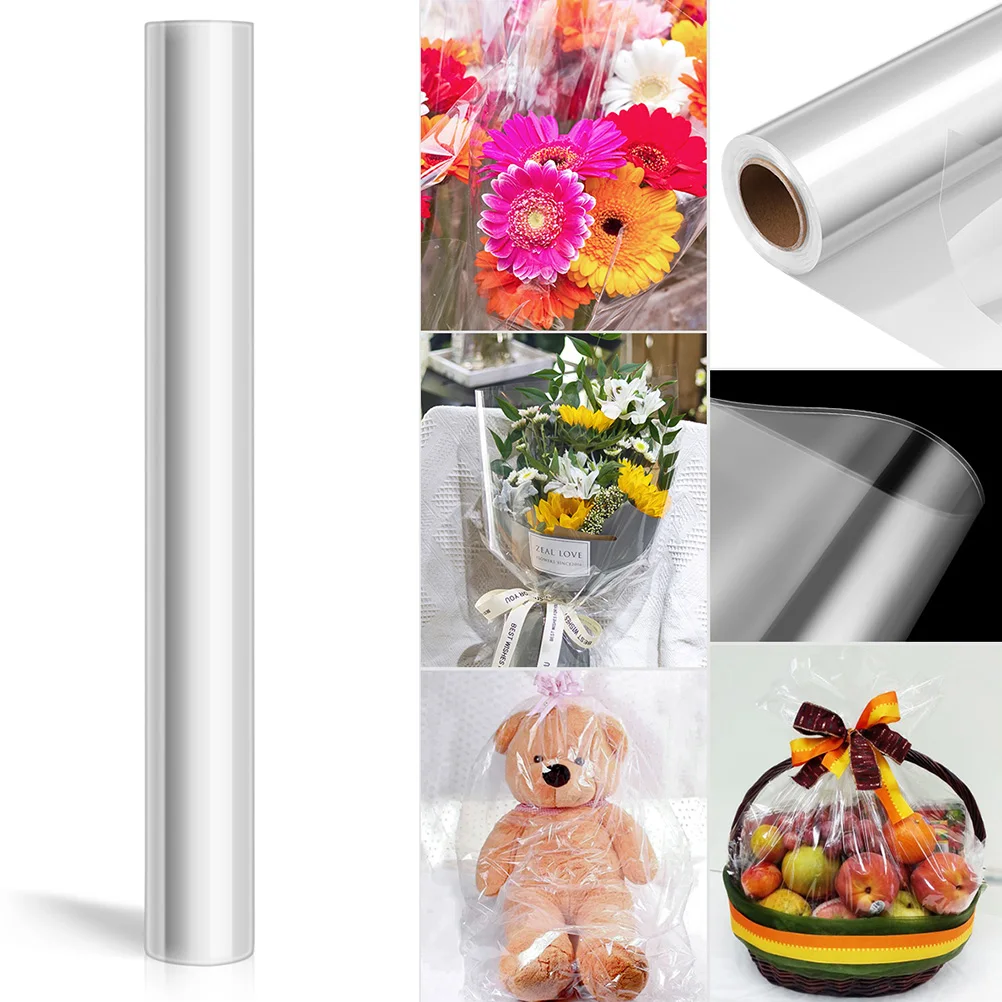 

1 Roll Flower Wrapping Paper Transparent Cellophane Wrap Film Durable for Bouquets Gifts Packaging Cellophane Wrap Roll