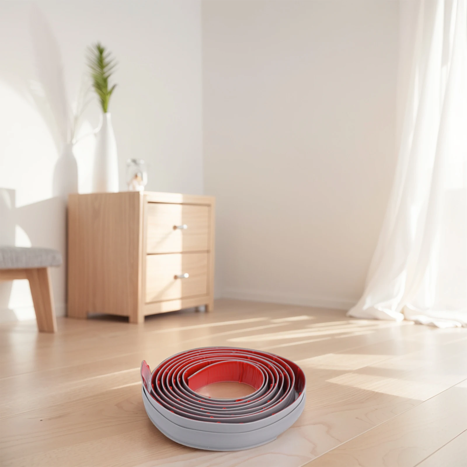 

3-миллиметровый самоклеящийся водонепроницаемый ПВХ-профиль для перехода от коврового покрытия к плитке, износостойкий, с возможностью нарезки, для уплотнения пола и дверей