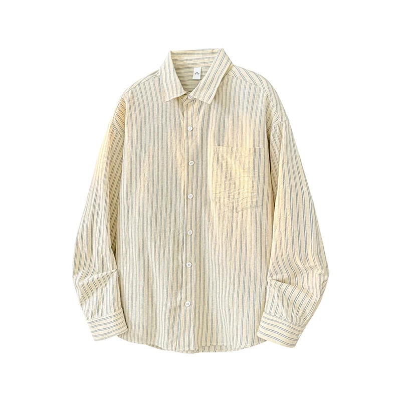 Premium Blue Striped Long Sleeve Shirt for Men and Women - Spring/Autumn Casual Workwear Couple Top