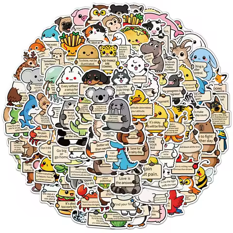 100PCS Funny Emotional Support Animals DIY Handbooks Phone Cases Laptops Water Cups Computer Toys Stickers