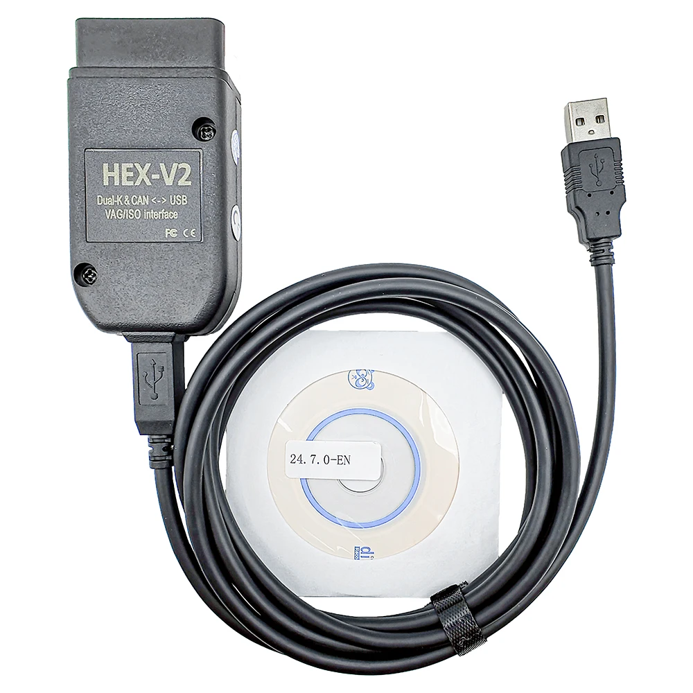 2025 New Improved HEX V2 Scanner Diagnostic Tool VCDS VAGCOM OBD2 Interface VCDSCAN 24.7 for VW Audi Skoda Seat VAG COM HEX-V2