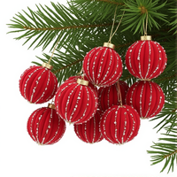 16pcs 6cm Velvet Christmas Balls Flocked Glitter Christmas Ball Pendant Xmas Tree Hanging Ornaments Home Christmas Decoration