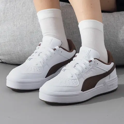 Puma 여성용 스니커즈 플랫 슈즈, 대비되는 색상의 흰색 신발, 캐쥬얼 신발, 신상